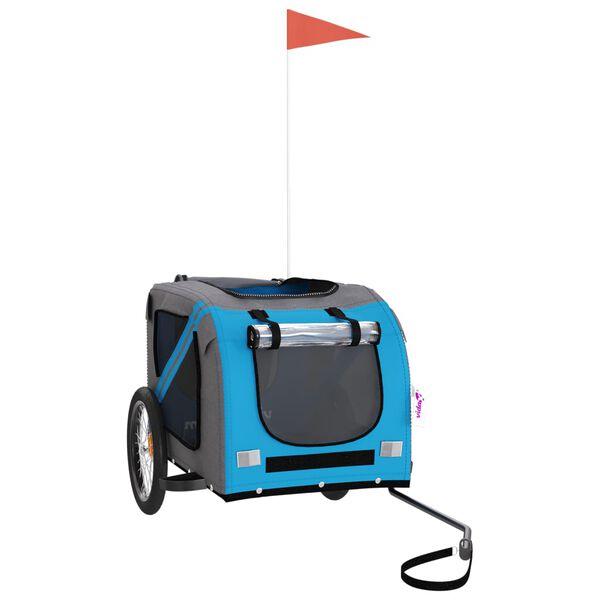 vidaXL Lemmikinkuljetuskärry pyörään sininen/harmaa kangas ja rauta