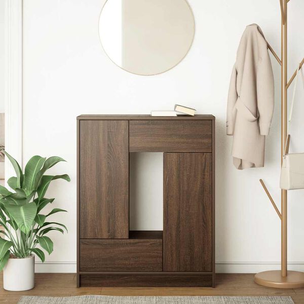 vidaXL Senkki laatikoilla ja ovilla ruskea tammi 73x31x90 cm