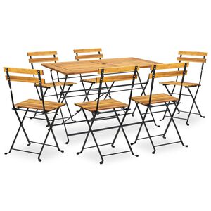 vidaXL 7-osainen kokoontaitettava ulkoruokailuryhm&auml; t&auml;ysi akaasiapuu