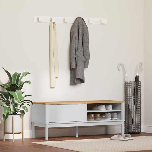 vidaXL Eteinen penkki Valkoinen 115 x 40 x 45 cm Massiivinen m&auml;nty