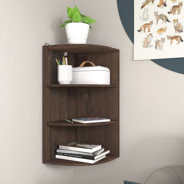 vidaXL Sein&auml;kulmahylly savutammi 30x31,5x60 cm lastulevy