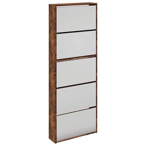 vidaXL Kenk&auml;kaappi peilill&auml; 5-kerroksinen savutammi 63x17x169,5 cm