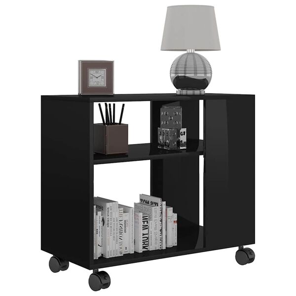 vidaXL Sivup&ouml;yt&auml; korkeakiilto musta 70x35x55 cm tekninen puu