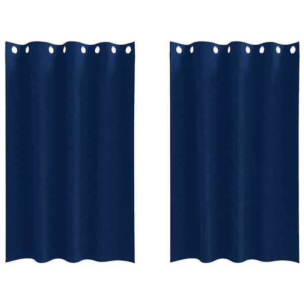 vidaXL Piment&auml;v&auml; verho renkailla 2 pcs Tumma Sininen 175 x 140 cm