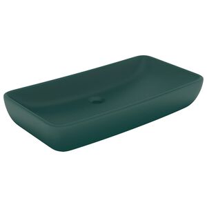 vidaXL Ylellinen pesuallas suorakaide matta tummanvihre&auml; 71x38 cm