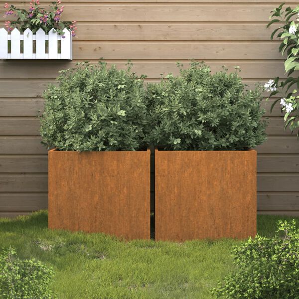 vidaXL Kukkalaatikot 2 kpl 42x40x39 cm Corten teräs
