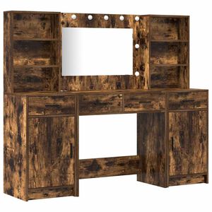 vidaXL LED-valollinen meikkip&ouml;yt&auml;setti 3 pcs Savup&auml;hkin&auml; Tekninen puu