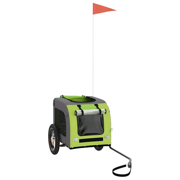 vidaXL Lemmikinkuljetusk&auml;rry py&ouml;r&auml;&auml;n vihre&auml;/harmaa kangas ja rauta