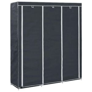 vidaXL Vaatekaappi lokeroilla ja tangoilla kangas 150x45x175 cm musta