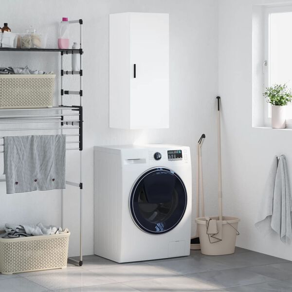 vidaXL Sein&auml;kiinnitett&auml;v&auml; kaappi valkoinen 34,5x34x90 cm