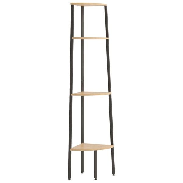 vidaXL 4-tasoinen kulmahylly vaaleanruskea ja musta 45,5x31,5x150 cm
