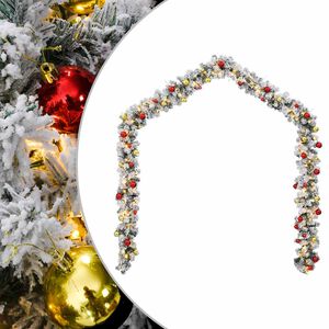 vidaXL Jouluseppele koristeilla ja LED-valoilla vihre&auml; 5 m PVC