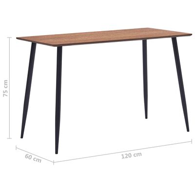 vidaXL Ruokapöytä ruskea 120x60x75 cm MDF