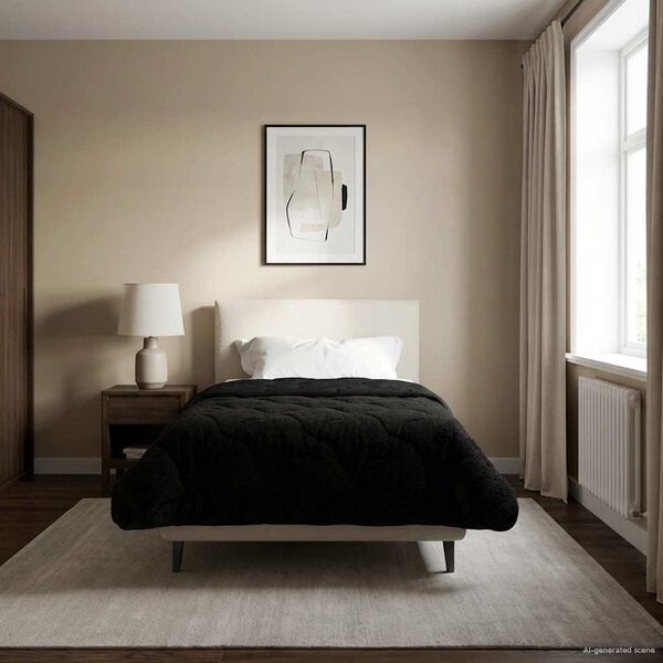 vidaXL Koko Vuoden Peitto Quiltottu Musta 135 x 220 cm