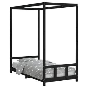 vidaXL Lasten s&auml;ngynrunko musta 90x190 cm t&auml;ysi m&auml;nty