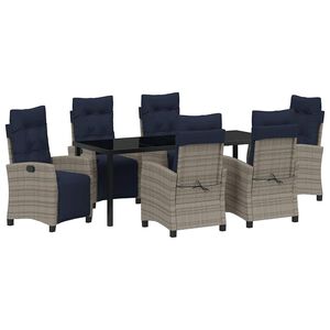 vidaXL Piharuokailu setti tyynyll&auml; 7 pcs Harmaa polyrottinki