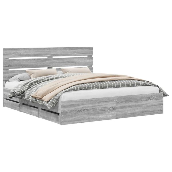 vidaXL S&auml;ngyn runko p&auml;&auml;tyll&auml; Harmaa Sonoma 200 x 200 cm Insin&ouml;&ouml;ripuuta