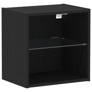 vidaXL LED-valolla varustettu kelluva hylly Musta 40 x 28,5 x 40 cm