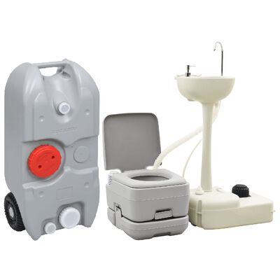 vidaXL Kannettava retkeily-WC ja käsienpesutelinesarja vesisäiliöllä