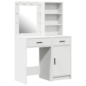 vidaXL LED-valollinen meikkip&ouml;yt&auml;setti 2 kpl Valkoinen Tekninen puu