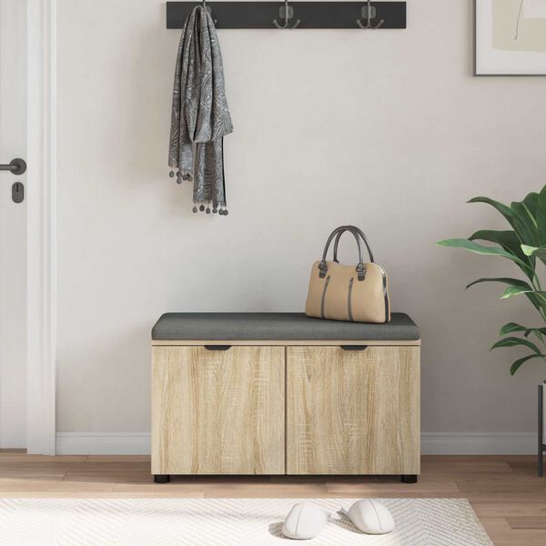 vidaXL Halli penkki tyynyll&auml; ovella Sonoman tammi 80 x 46 x 46 cm