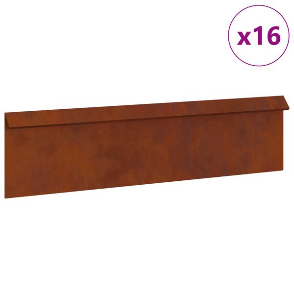 vidaXL Etanaaita 16 pcs Ruosteinen 100 x 3,5 x 25 cm Kulunut Ter&auml;s