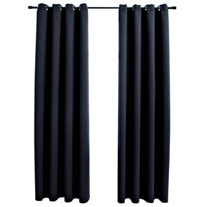 vidaXL Pimennysverhot metallirenkailla 2 kpl musta 140x175 cm