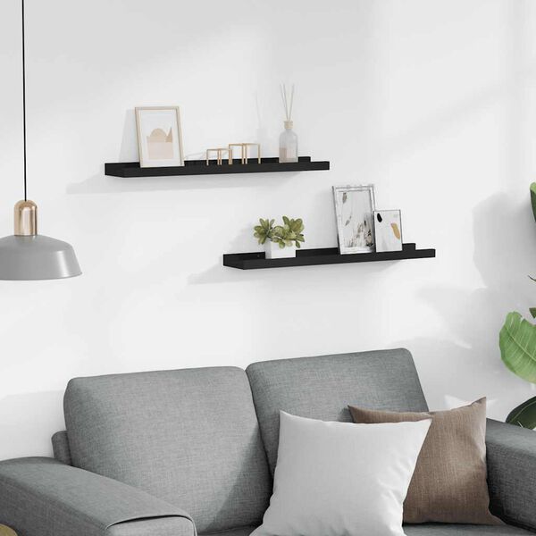 vidaXL Tauluhyllyt 2 kpl musta 60x9x3 cm MDF