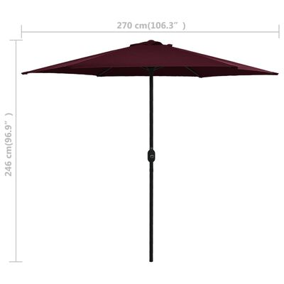 vidaXL Aurinkovarjo alumiinitanko 270x246 cm viininpunainen