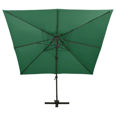 vidaXL Riippuva aurinkovarjo tuplakatolla vihreä 300x300 cm