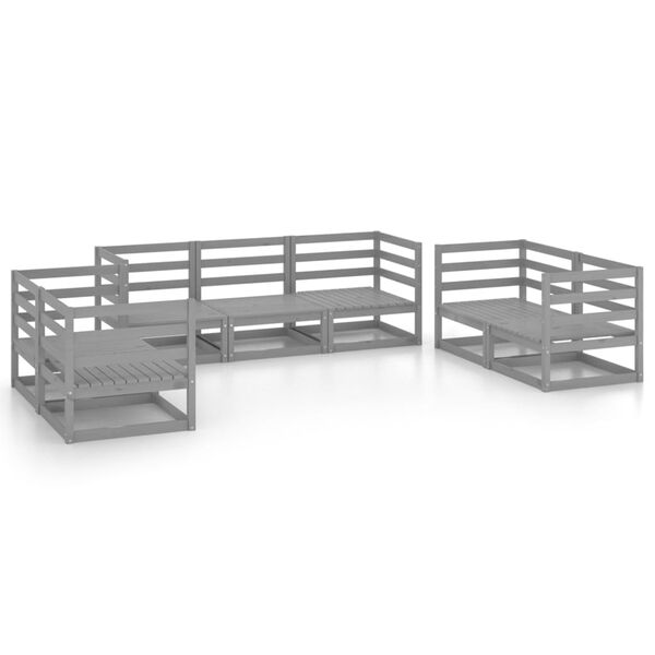 vidaXL 7-osainen Puutarhasohvasarja harmaa t&auml;ysi m&auml;nty