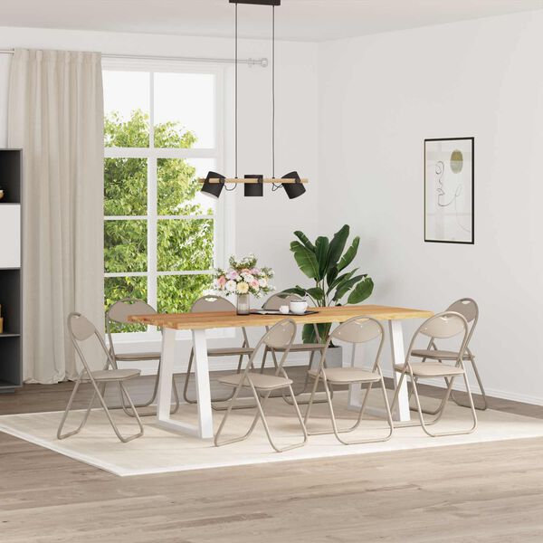 vidaXL Kangasl&auml;pp&auml;tuoli 8 pcs Hiekka 48 x 43,5 x 81 cm Nahkavaatetus