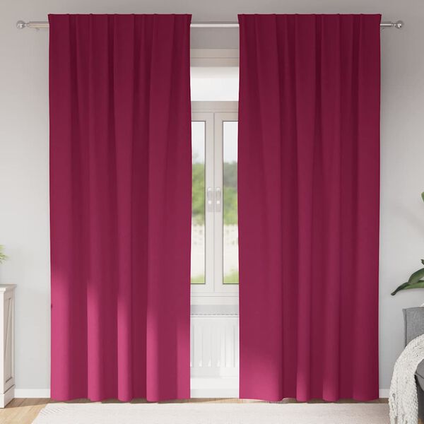 vidaXL Piment&auml;v&auml; verho renkailla 2 pcs Viininpunainen 260 x 140 cm