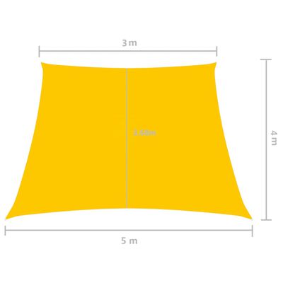 vidaXL Aurinkopurje Oxford-kangas puolisuunnikas 3/5x4 m keltainen