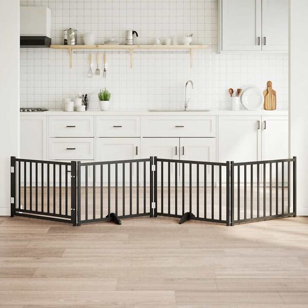 vidaXL Koiraportti kokoontaittuva 4 paneelia musta 320 cm t&auml;ysi kuusi