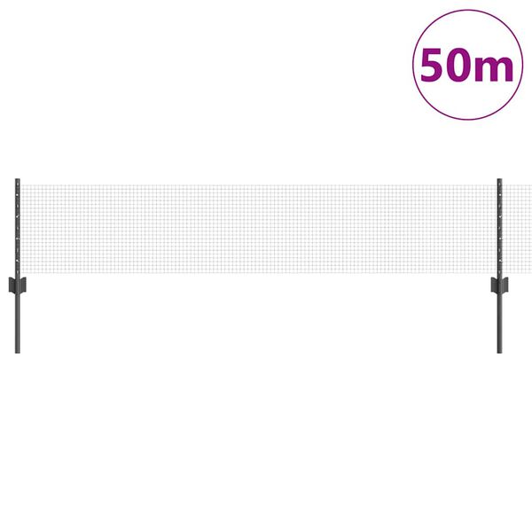 vidaXL Aita ja Tuki Harmaa 0,4 x 50 m Ter&auml;st&auml; ja PVC:t&auml;