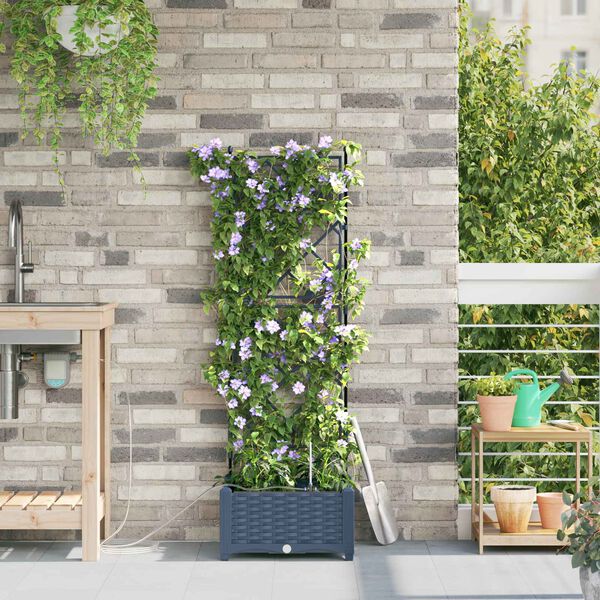 vidaXL Puutarha ruukku Harmaa 40 x 40 x 126 cm Muovi