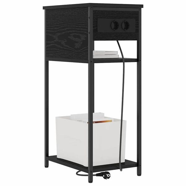 vidaXL Y&ouml;p&ouml;yt&auml;kaappi Musta tammi. 41 x 28 x 76 cm Tekninen puu