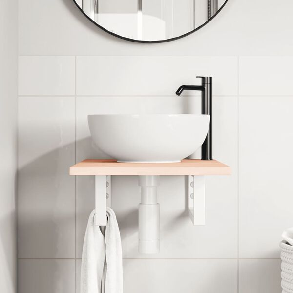 vidaXL Pesuallashylly seinälle teräs ja täysi tammi