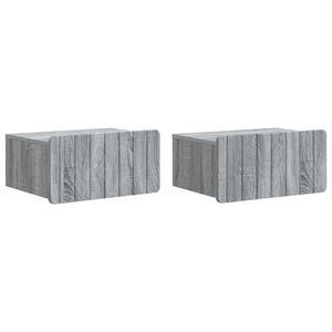 vidaXL Sein&auml;lle Kiinnitett&auml;v&auml; Y&ouml;p&ouml;yt&auml; 2 pcs Harmaa sonoma Tekninen puu