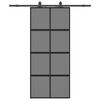 vidaXL liukuovi laitteistosarjalla musta 90x205 cm karkaistu lasi