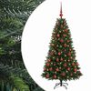 vidaXL Muovinen joulukuusi koristeilla 120 cm 150 LEDi&auml;