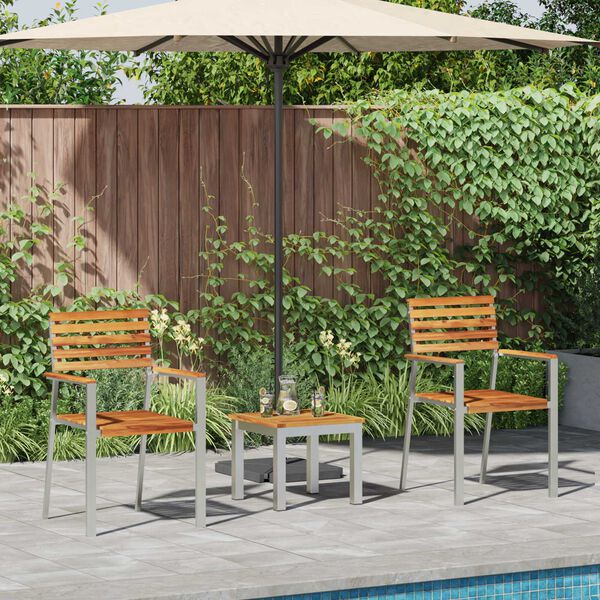 vidaXL Piharuokailu setti 3 pcs Ruskea Tiikkipuu