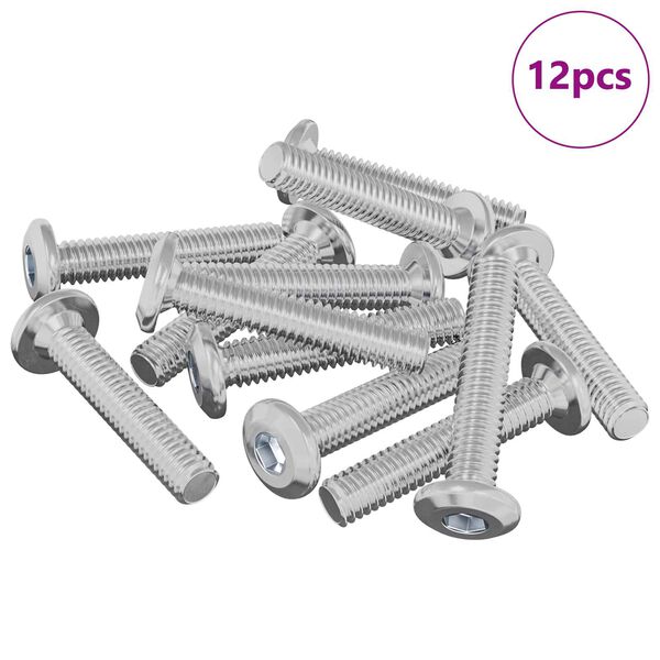 vidaXL P&auml;&auml;tylukitusruuvi 12 pcs Hopea M6 x 35 mm Ter&auml;s