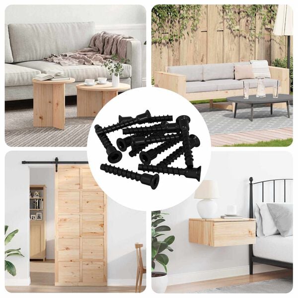 vidaXL Pistorasian korkea ruuvi 3072 pcs Musta 10 x 40 mm Rauta