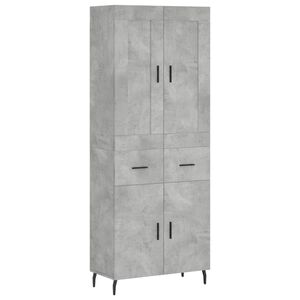 vidaXL Kaappi betoninharmaa 69,5x34x180 cm tekninen puu