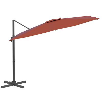 vidaXL Riippuva LED-aurinkovarjo terrakotta 400x300 cm