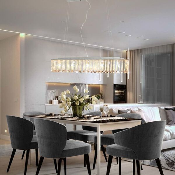 vidaXL Kattovalaisin kristallihelmillä hopea 104 cm E14