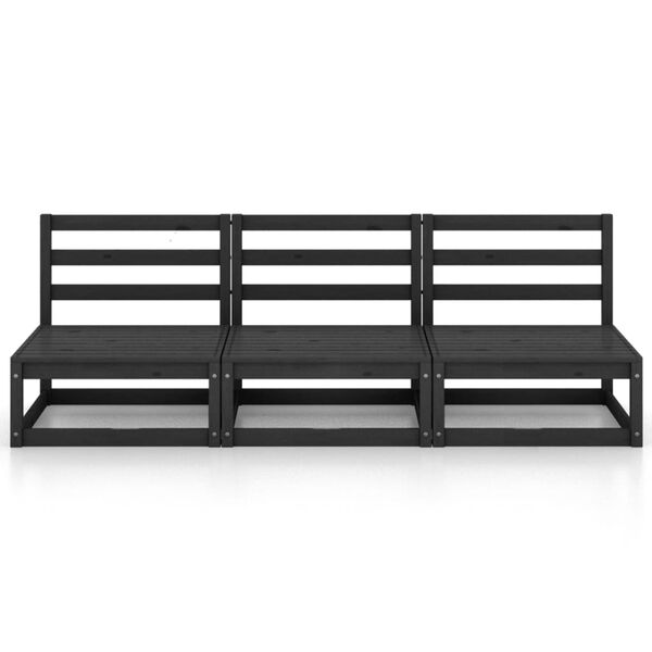 vidaXL 3-istuttava Puutarhasohva musta täysi mänty