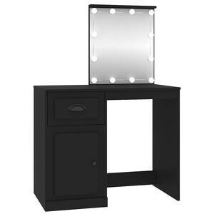vidaXL Peilip&ouml;yt&auml; LED-valoilla musta 90x50x132,5 cm tekninen puu
